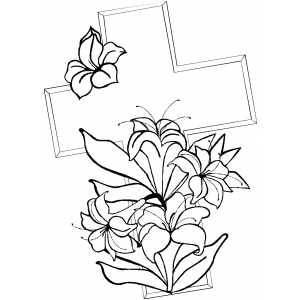 Cross And Lilies coloring page
