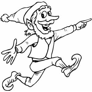 Pointing Elf coloring page
