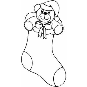 Bear In Stocking coloring page