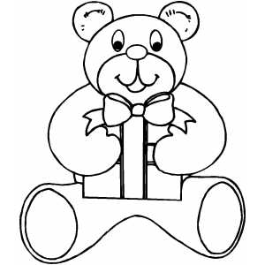Bear With Gift coloring page