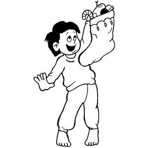 Boy Found Christmas Gifts coloring page