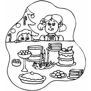 Delicious Christmas Desserts coloring page