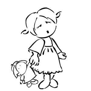 Little Girl With Doll coloring page