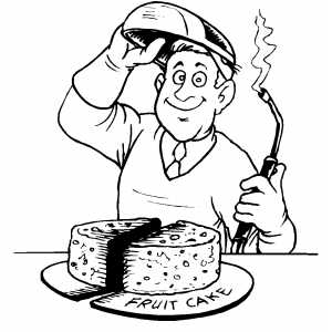 Man Cutting Fruit Cake coloring page