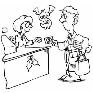 Man Paying For Gifts coloring page