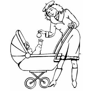 Mom Giving Ornament To Baby coloring page