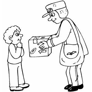 Postman Delivering Gift coloring page