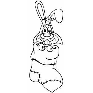 Rabbit In Stocking coloring page