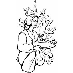 Woman With Nativity Scene coloring page