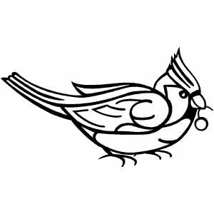 Cardinal Bird With Berry coloring page