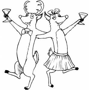 Dancing Reindeers Couple coloring page