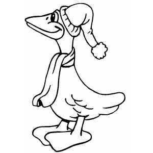 Duck With Scarf And Hat Coloring Page