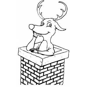 Reindeer In Chimney coloring page