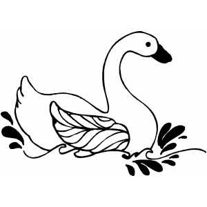 Swimming Swan coloring page