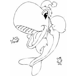 Whale Santa coloring page