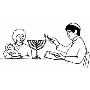 Man Lighting Menorah coloring page