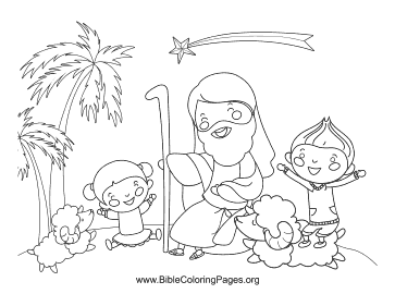 Children and Jesus coloring page