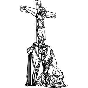 Crucifixion with Disciples coloring page