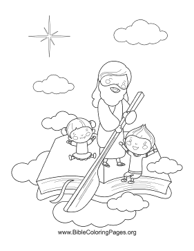 Jesus Bible Boat coloring page