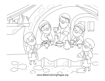 Jesus Eats with Disciples coloring page