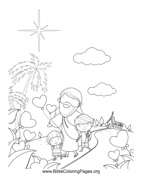 Jesus Heart Balloons Vertical coloring page