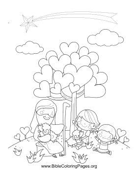 Jesus Heart Tree Vertical coloring page