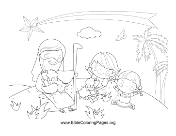 Jesus Holding Sheep coloring page