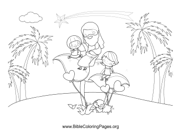 Jesus Kids Flower coloring page