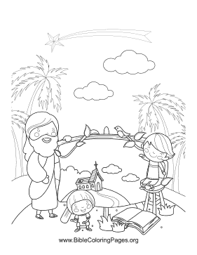 Jesus Kids Paint Vertical coloring page