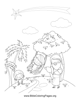 Jesus Kids on Swing Vertical coloring page