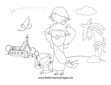 Jesus Playing with Children coloring page