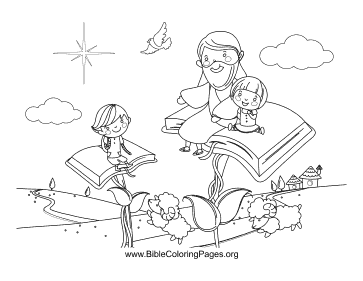 Jesus Sitting on Books coloring page