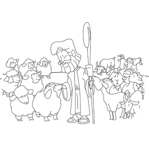 Jesus Tending His Flock coloring page