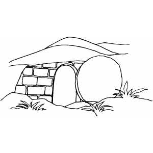 Jesus Tomb With Stone coloring page