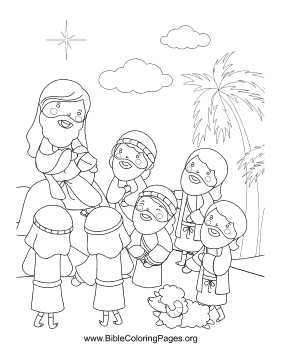 Jesus and Disciples Vertical coloring page
