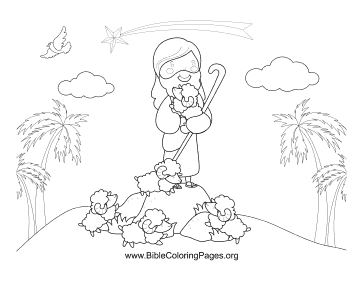Jesus and Flock coloring page