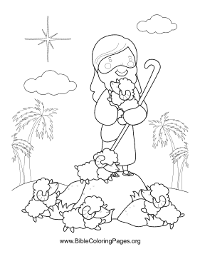 Jesus and Flock Vertical coloring page