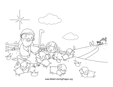 Jesus and Sheep coloring page