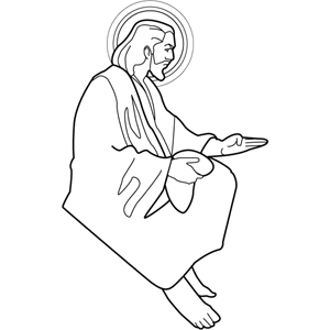 Jesus sitting with Bread coloring page