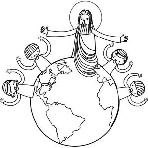Jesus with Children coloring page
