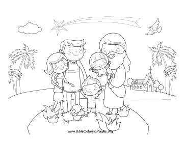 Jesus with Family coloring page