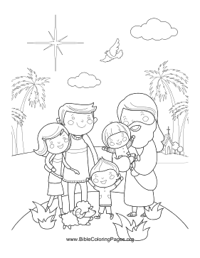 Jesus with Family Vertical coloring page