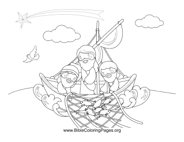 Jesus with Fishermen coloring page