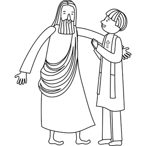 Jesus with Minister coloring page