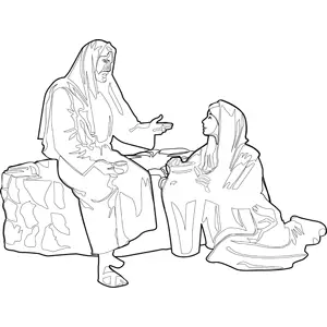 Jesus with Woman at the Well coloring page