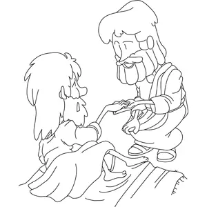 Jesus with a Leper coloring page