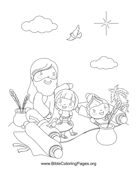 Kids Writing Scrolls coloring page