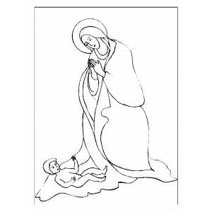 Madonna With Laying Child coloring page