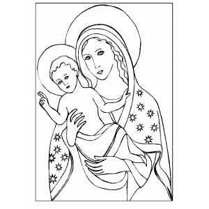 Madonna With Pointing Child coloring page