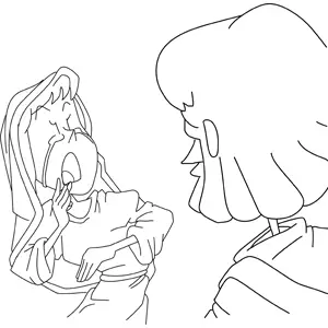 Mary Weeping as She Beholds Jesus Resurrected coloring page